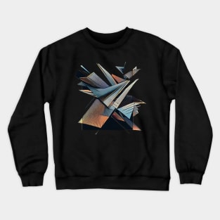 Modern abstract | Flying triangular | Black, Blue, and Orange Crewneck Sweatshirt